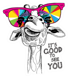 Portrait Of A Giraffe It's Good To See You Lettering Sticker