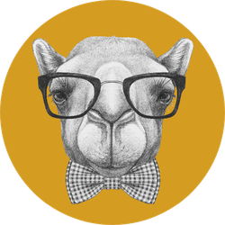 Portrait Of Camel With Glasses And Bow Tie Yellow Sticker