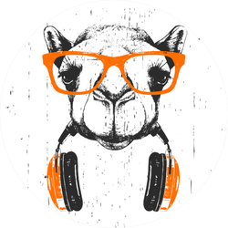 Portrait Of Camel With Glasses And Headphones Sticker