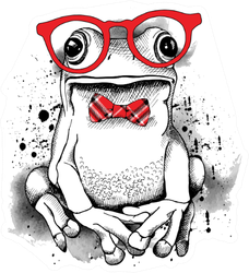 Poster With A Picture Of A Frog Wearing Glasses Sticker