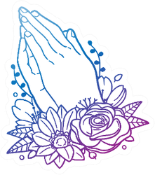 Praying Hands Religion Rose Flower Gradient Sticker