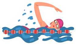 Professional Sportswoman Character Swimming Sticker