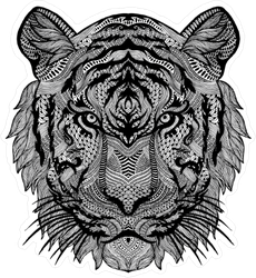 Psychedelic Black and White Tiger Sticker