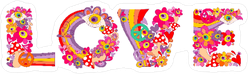 Psychedelic Hippie Love Lettering Sticker