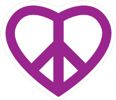 Purple Peace Sign Heart Sticker