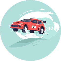 Racing Rally Car Jumping Sticker