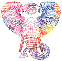 Rainbow Elephant Head Sketch Sticker