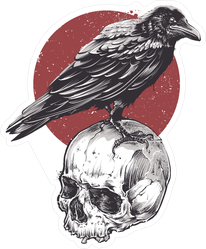 Raven On Skull Sticker