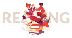 Reading Books Typography Concept Sticker