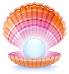 Realistic Pearl In Shell Cartoon Sticker
