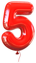 Red Balloon Number 5 Sticker