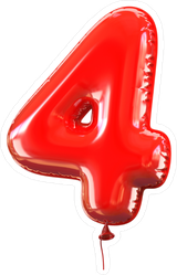 Red Balloon Number 4 Sticker