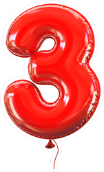 Red Balloon Number 3 Sticker