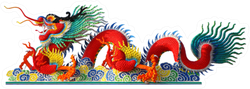 Red Chinese Dragon Stucco Arts Sticker