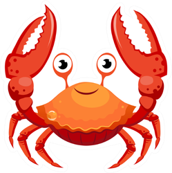 Red Crab, Sea Creature With Smile Sticker