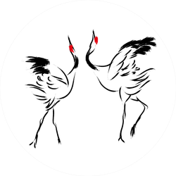 Red Crowned Crane Chinese Paint Brush Sticker