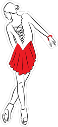 Red Girl Figure Skater Sticker