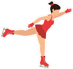 Red Ice Skater Girl Sticker