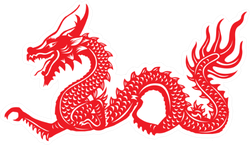 Red Paper Cut Out Of A Dragon China Zodiac Sticker