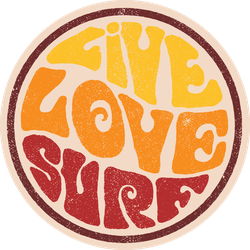 Retro Live Love Surf Circle Sticker