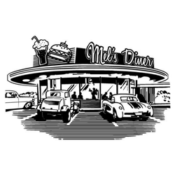 Retro Mel's Diner 1950s Illustration Sticker