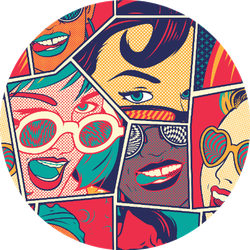 Retro Pin Up Girls Seamless Pattern All In Glasses Sticker