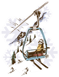 Retro Vintage Ski Lift Skiing Sports Sticker