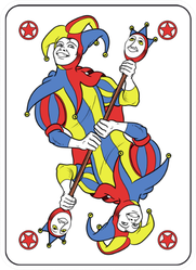 Reversible Joker Displayed Inside His Playing Card Sticker