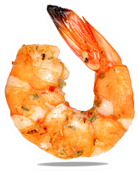 Roasted Peeled Prawn Isolated On White Sticker