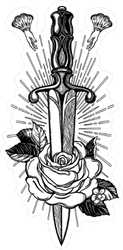 Rock and Roll Rose and Knife Sticker