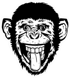 Rough Sketch Monkey With Tongue Out Sticker