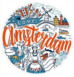 Round Illustration Of Amsterdam Sticker