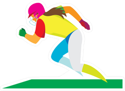 Running Softball Player On The Field Sticker