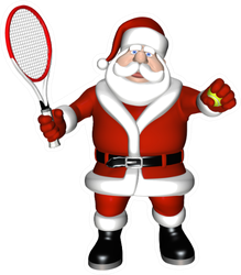 Santa Playing Tennis Sticker