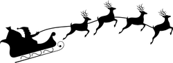 Santa's Sleigh With Four Reindeer Sticker