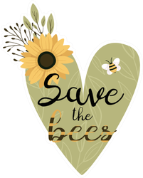 Save The Bees Flower Heart Sticker