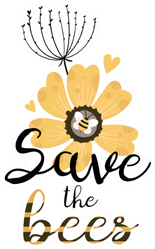 Save The Bees With Flower Sticker