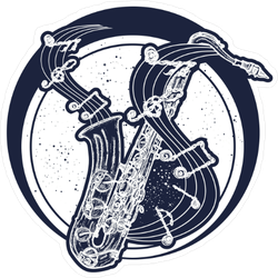 Saxophone And Music Notes Sticker