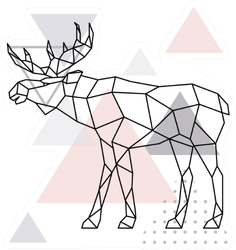 Scandinavian Moose, Geometric Illustration Sticker