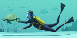 Scuba Diver And Sea Turtle Sticker