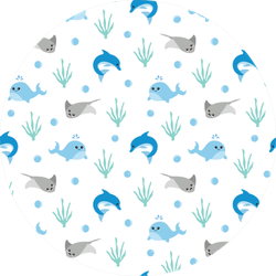Seamless Pattern Of Whales, Stingrays And Dolphins Sticker