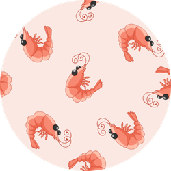 Seamless Pattern With Shrimp On Pink Sticker