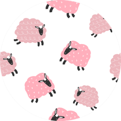 Seamless Repeating Pattern With Cute Pink Lambs Sticker