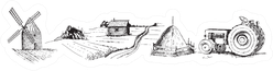 Set Of Farming Elements Agricultural Tractor Sticker