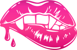 Sexy Vampire Mouth With Fangs And Drops Of Blood Sticker