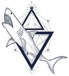 Shark Attack Geometric Triangle Sticker