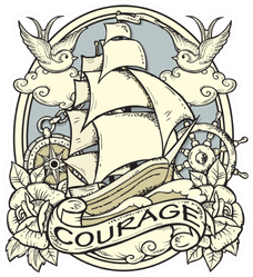Ship And Sailor Courage Illustration Sticker