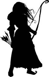 Silhouette Of A Girl Archer With Long Hair Sticker