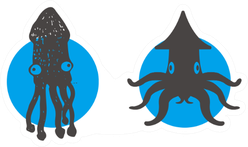 Simple Illustration Of Squid Icon Sticker