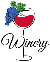Simple Winery With Glass Of Red Wine And Grapes Sticker